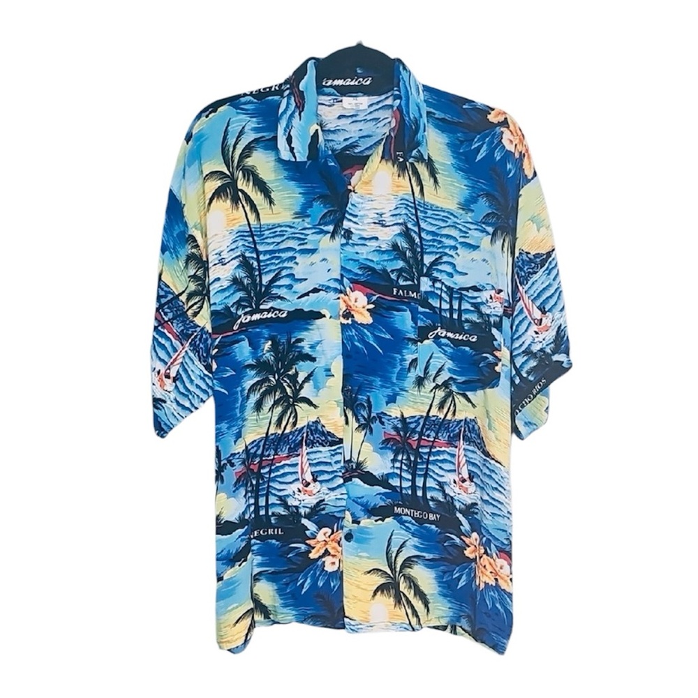 🌺 Jamaica Tropical Button Up Shirt, Size XL